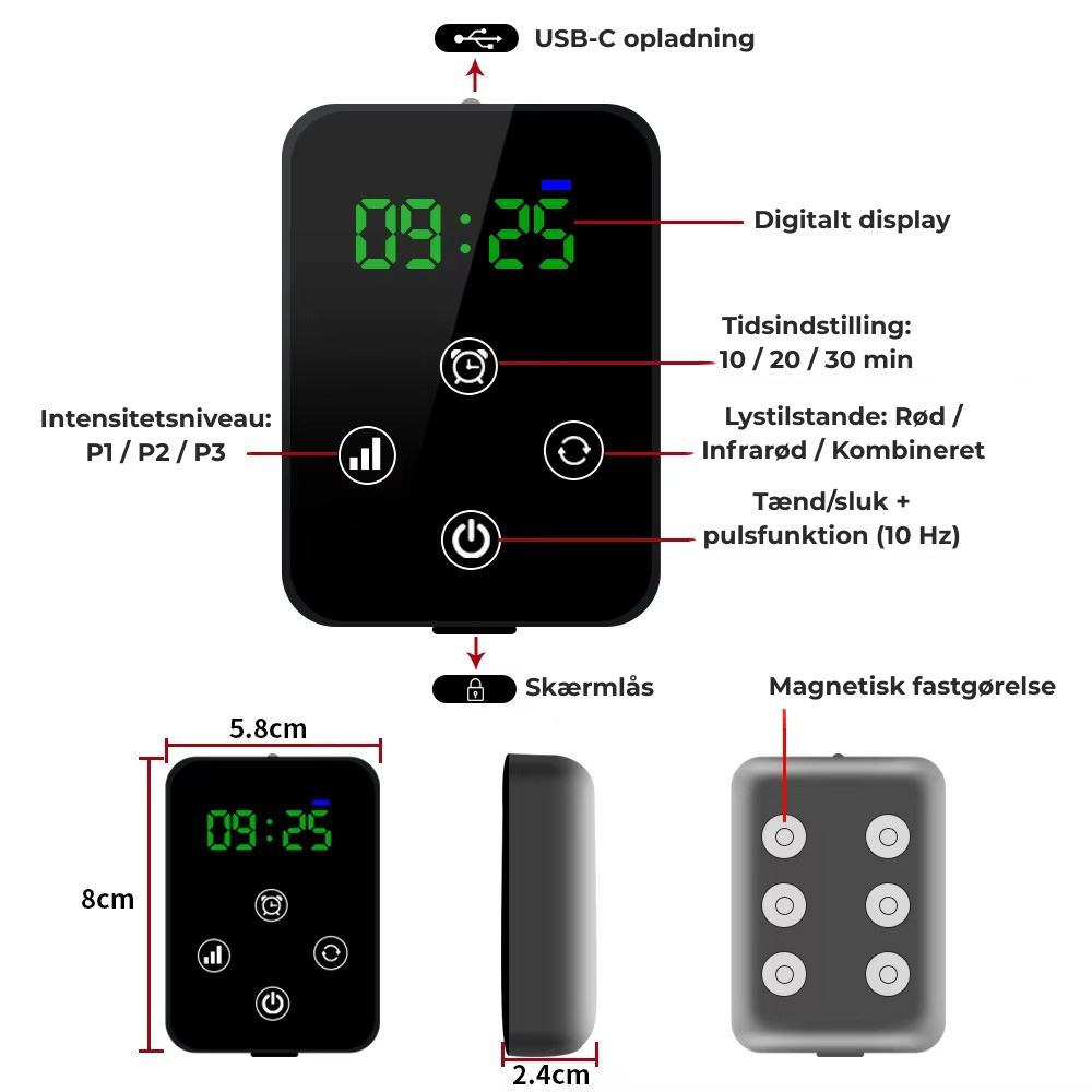 TheraLight Knæpude med nær-infrarød og rød lysterapi